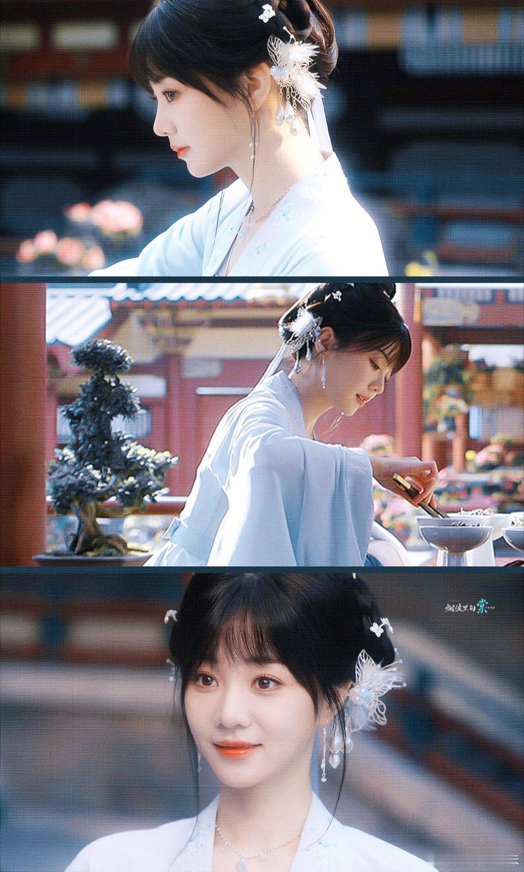 胡意旋这个出场好灵 水蓝罗裙一亮相直接美到心巴，清透温婉还带着灵动甜意，反复回看