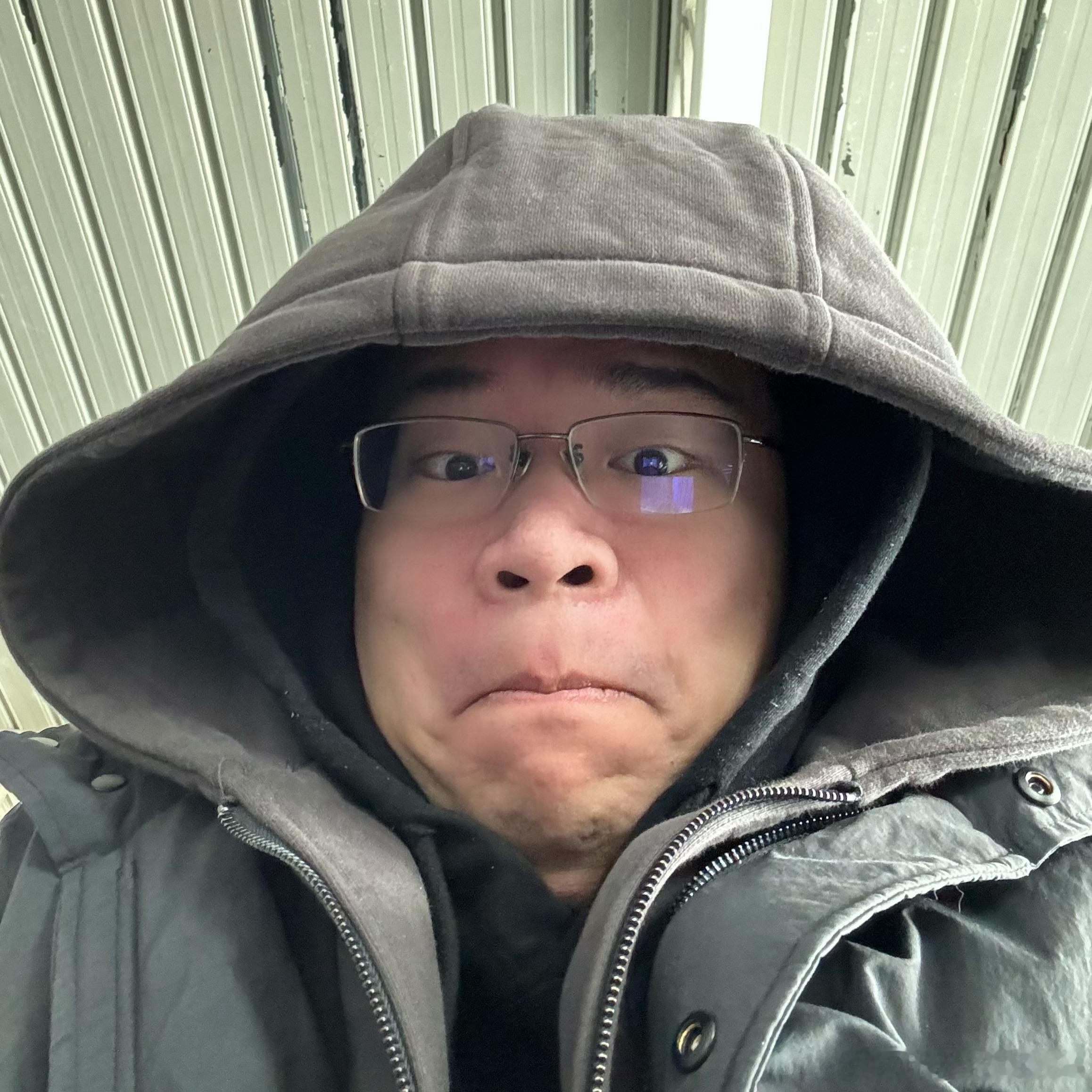 我一个冬天零下都穿短袖套羽绒服的人，现在穿了帽衫羽绒服、还在机场室内！居然冻得瑟