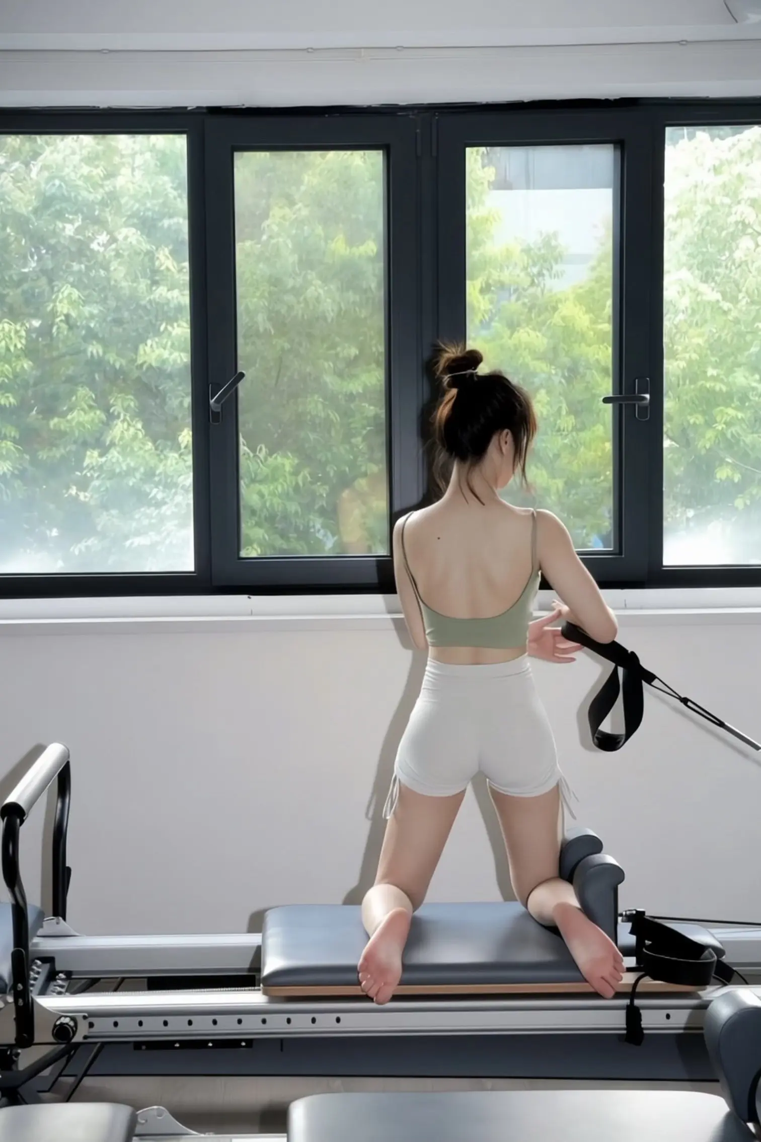 窗边，舒展时光。光影漫过肩背，普拉提的节奏里，藏着独属于我的松弛感