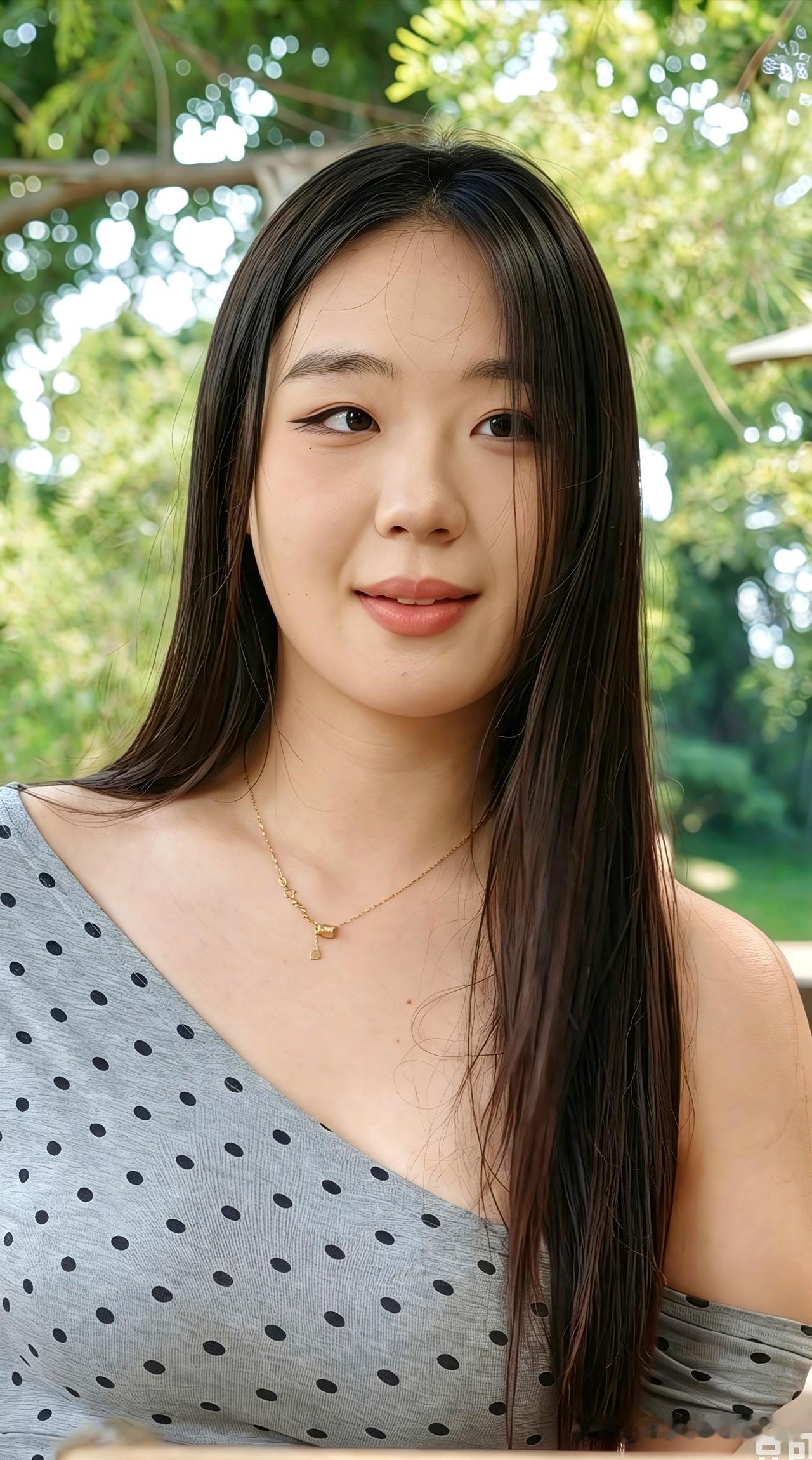 在户外看到一个长发女生微笑，那画面简直绝了。就像千库网那张摄影作品里，红发女生坐