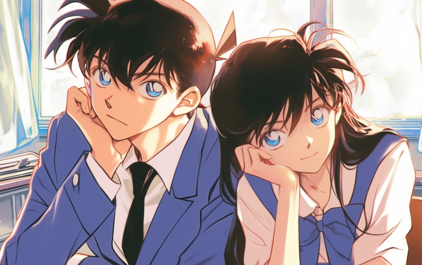 新一 × 小兰｜壁纸｜画师：大桃莎下的Al废物#夏日次元盛典##新兰##新星闪光