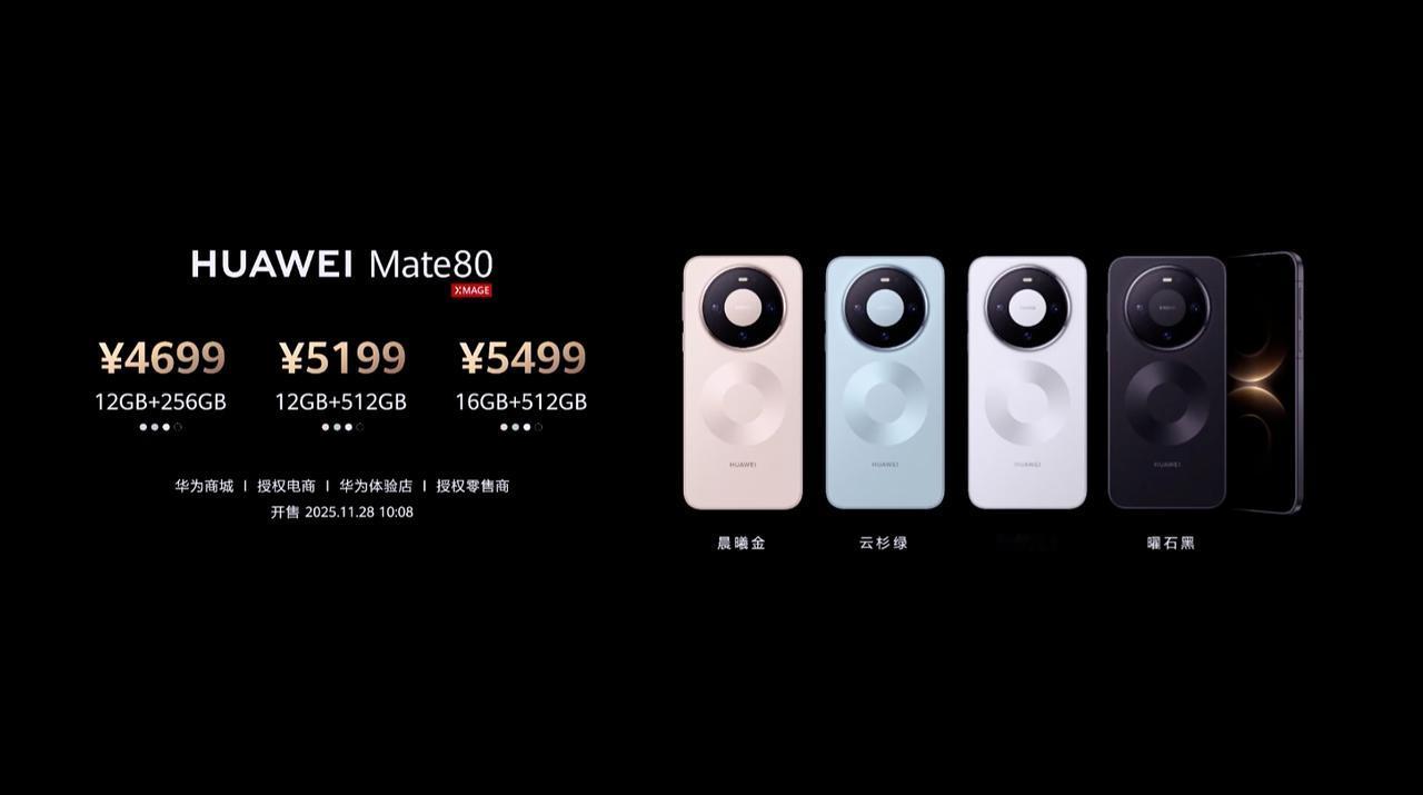 4699元起！华为Mate 80系列的价格出来了！！！
Mate 80：12+2