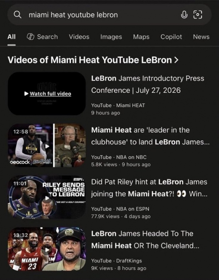 【热火发布詹姆斯发布会链接后删除】热火媒体The HEAT Realm更新了一则