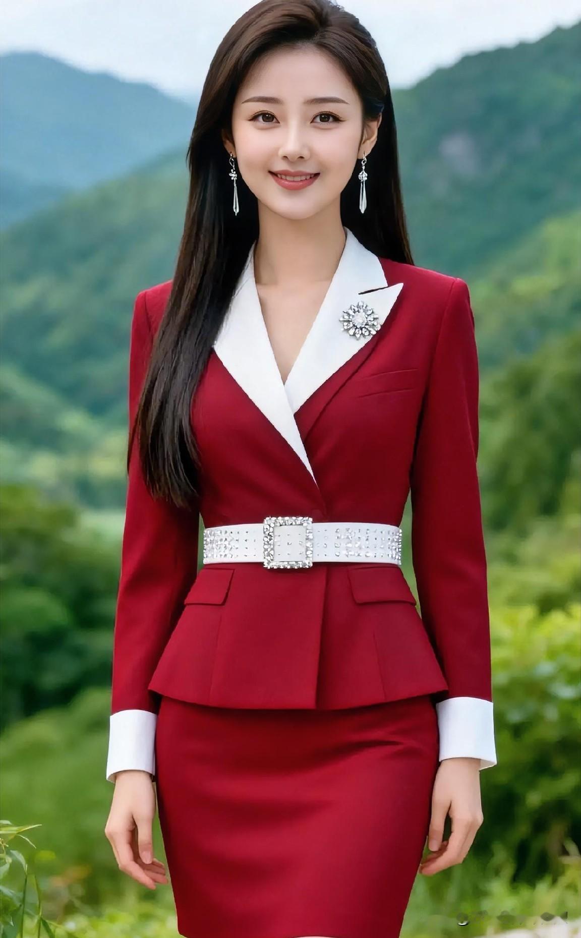 发现美红装映翠微，白襟缀星辉，山水间一笑倾城。