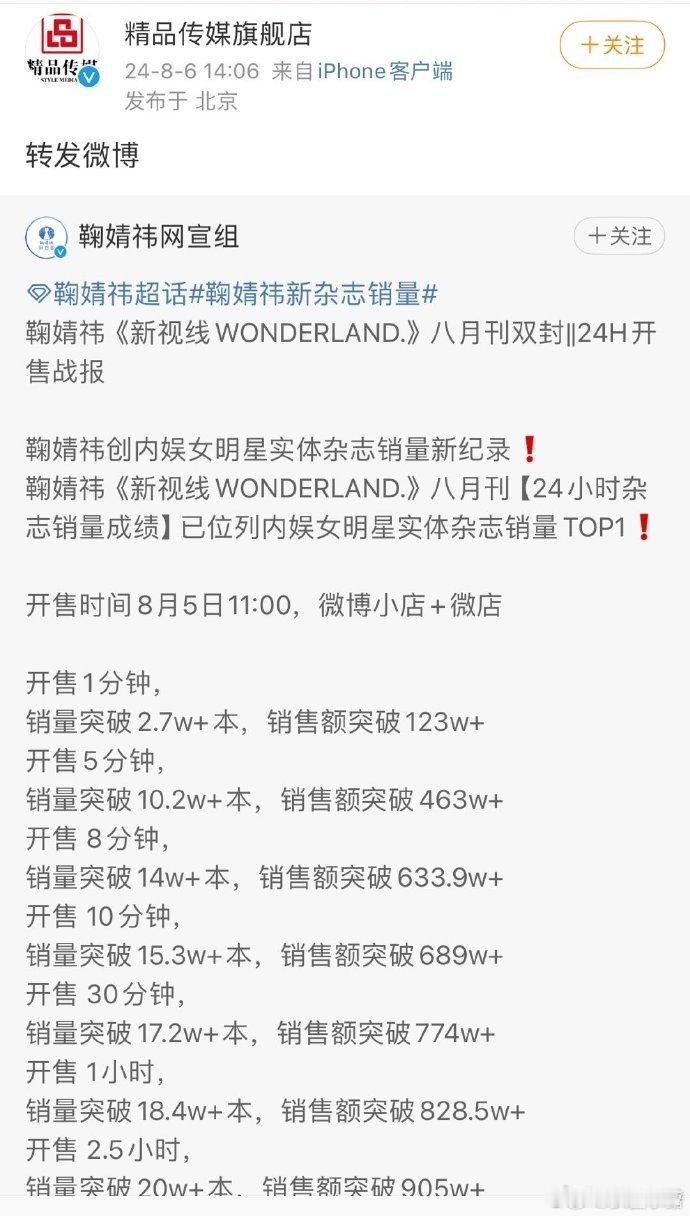#鞠婧祎新杂志开售战报被官方认可##官方转发了鞠婧祎新杂志开售战报#官方认证🈶