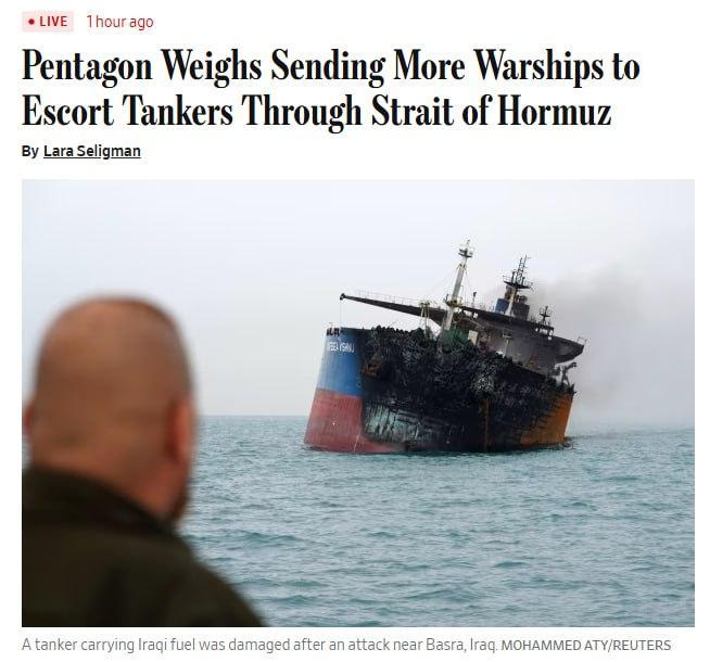 五角大楼正考虑向中东派遣更多军舰，以便在伊朗袭击事件增多后，为途经霍尔木兹海峡的