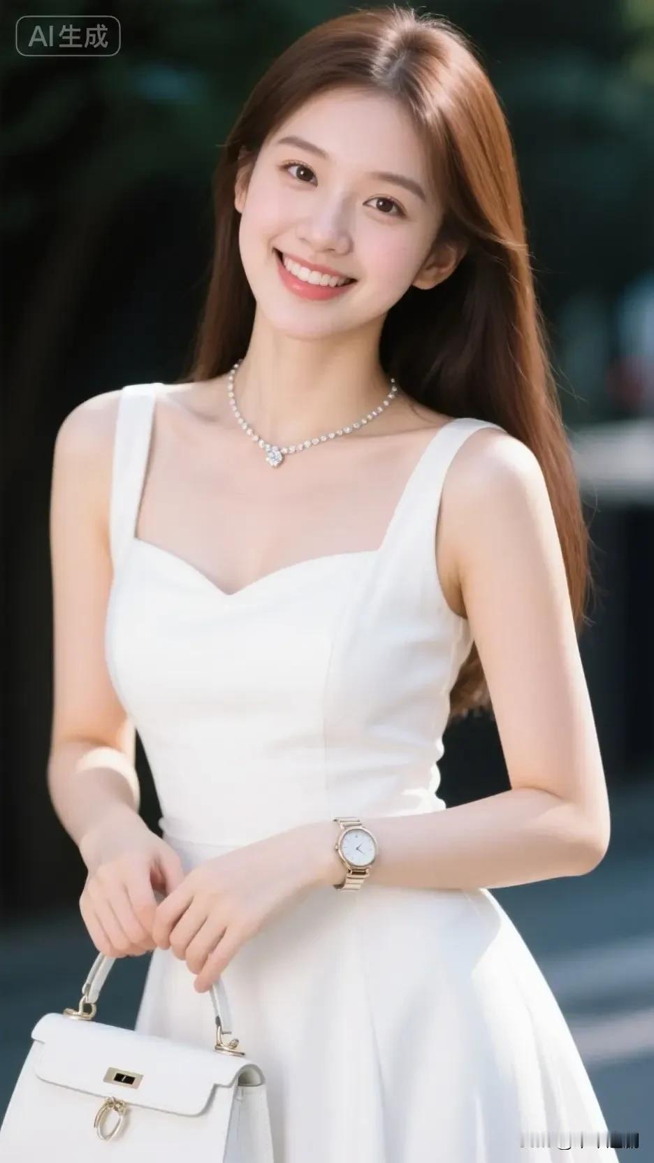 一身简约白衣，一份松弛心境，心怀暖意，静待岁岁安然。
国色天姿美女照 温柔白裙写