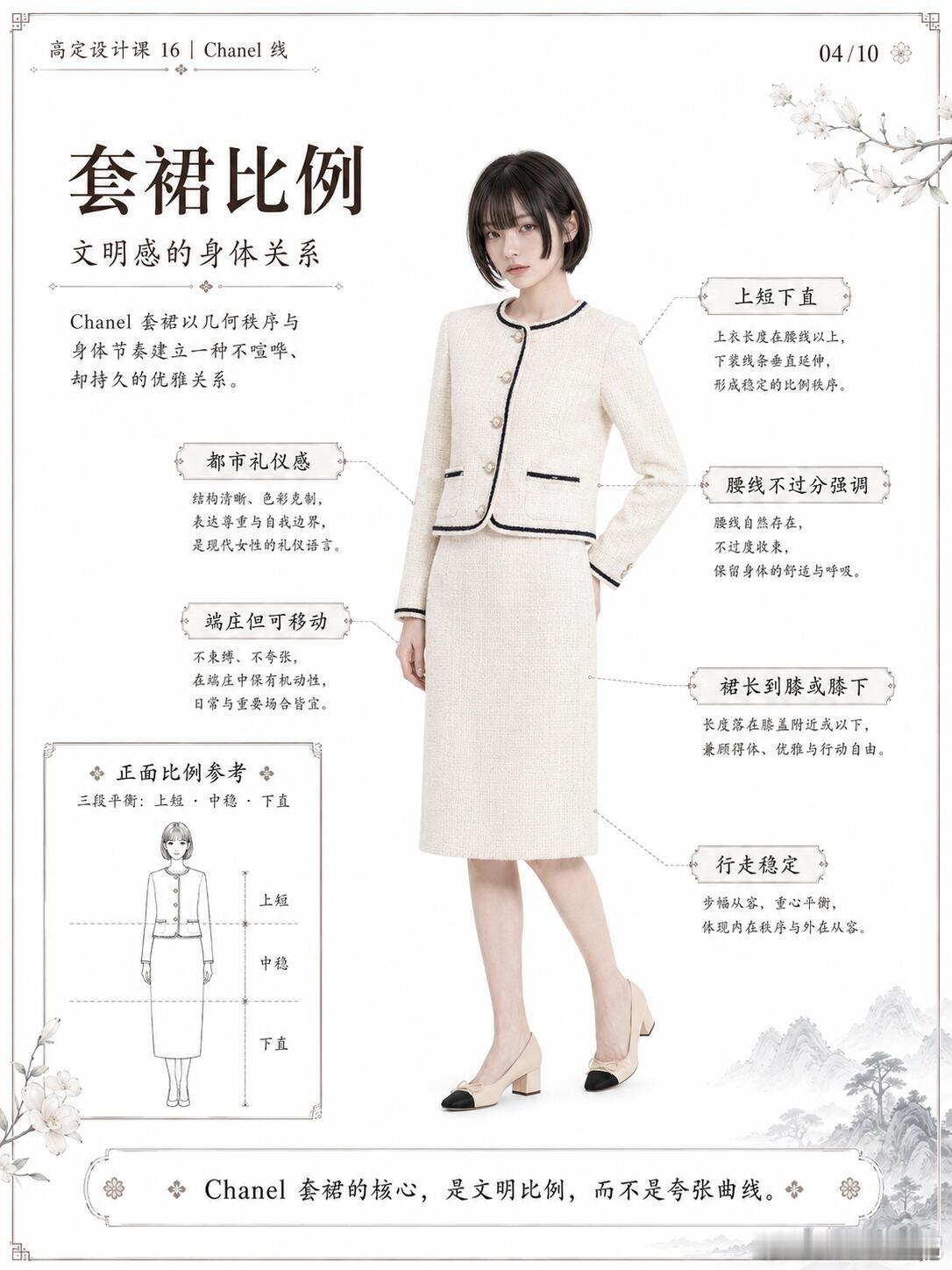 Chanel 线这一组想讲的，是理解一套关于服饰的秩序。无领外套让颈部和呼吸被看