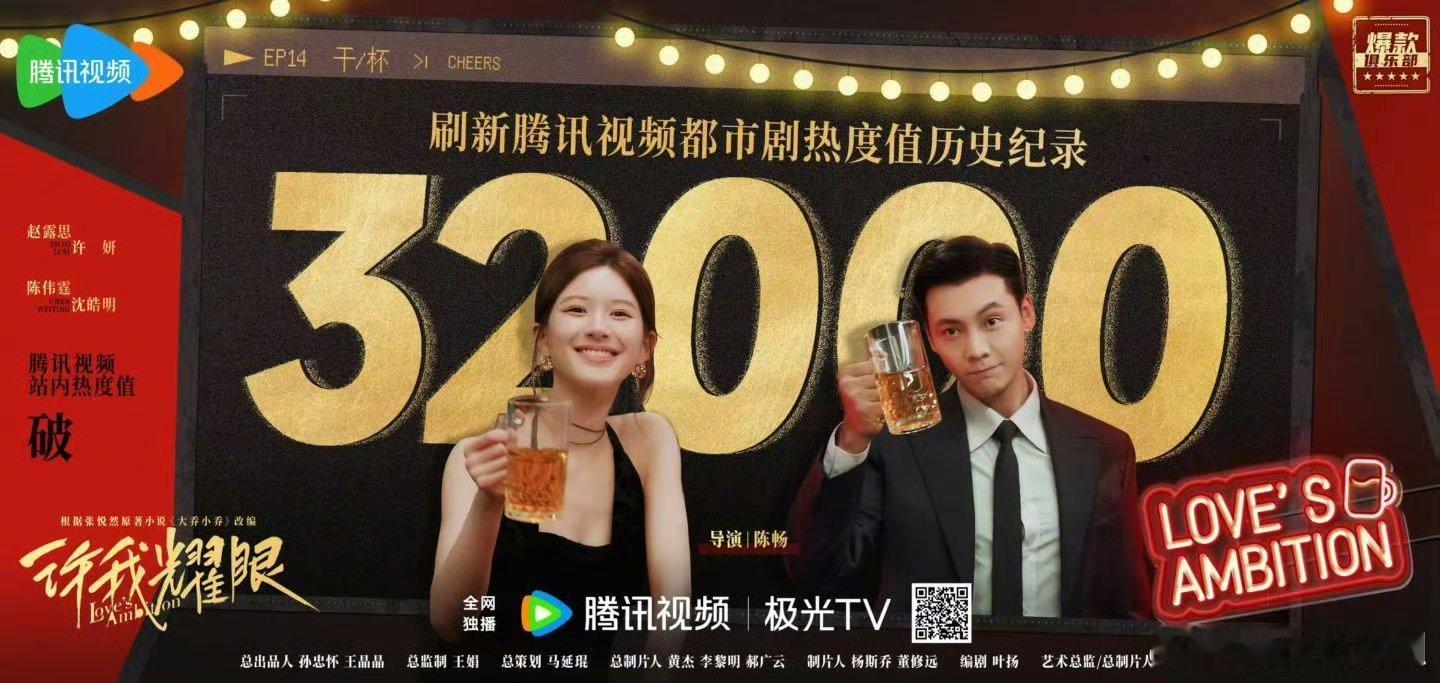 《许我耀眼》热度值突破32000，打破站内都市剧历史纪录！ ​​​