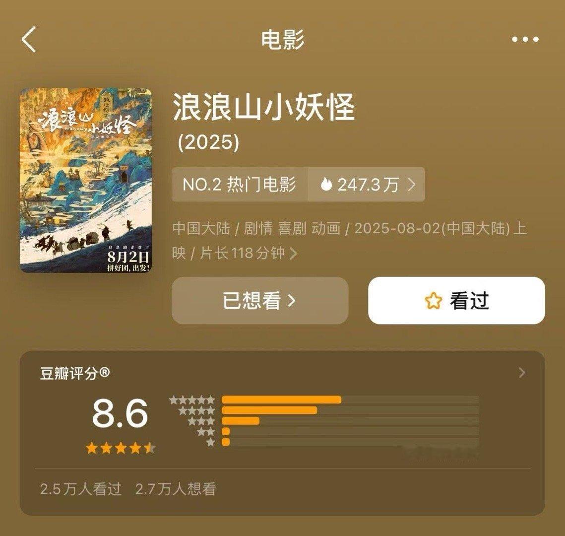 浪浪山小妖怪豆瓣评分8.6分 上美影这波真的杀疯了！水墨画风一出来直接爷青回，小
