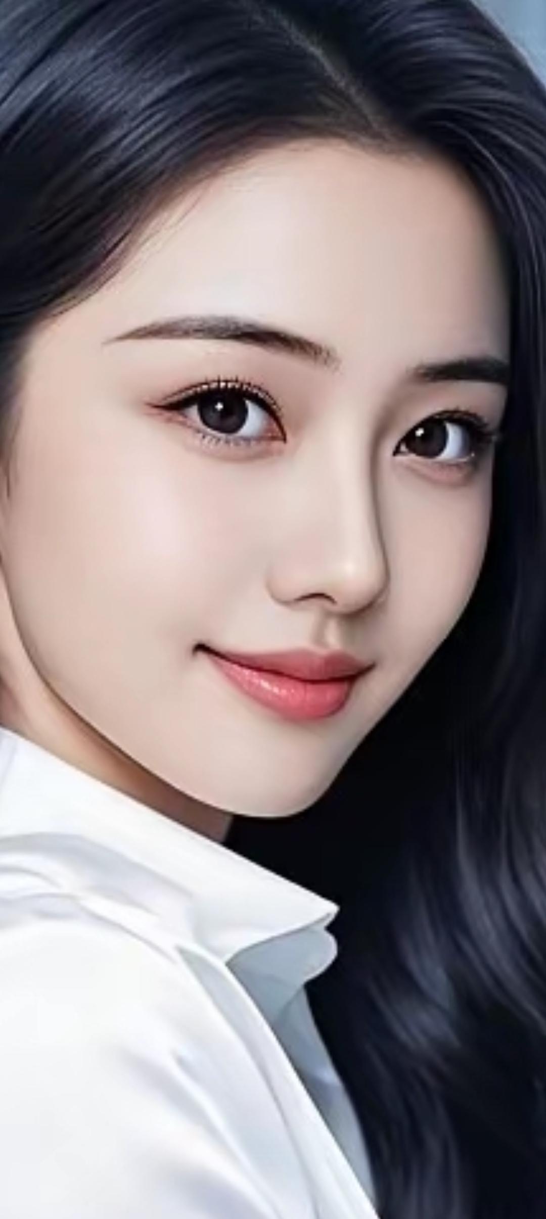 温柔甜美的微笑，白衬衫的清新，黑发飘逸，宛如画中的仙女。