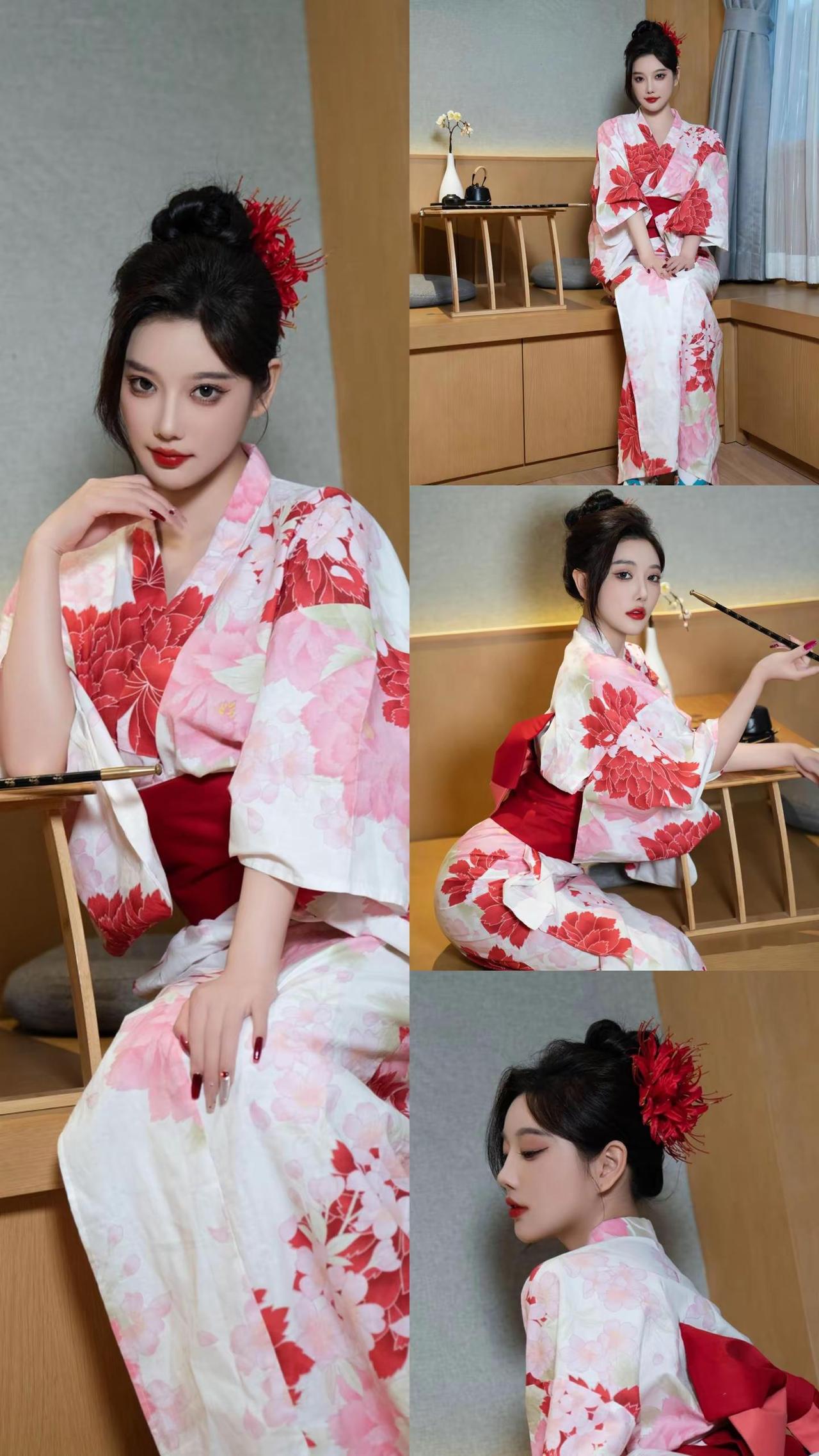 东方妆造美学 温柔系穿搭灵感 和服姿势 心动瞬间记录 室内和服写真
