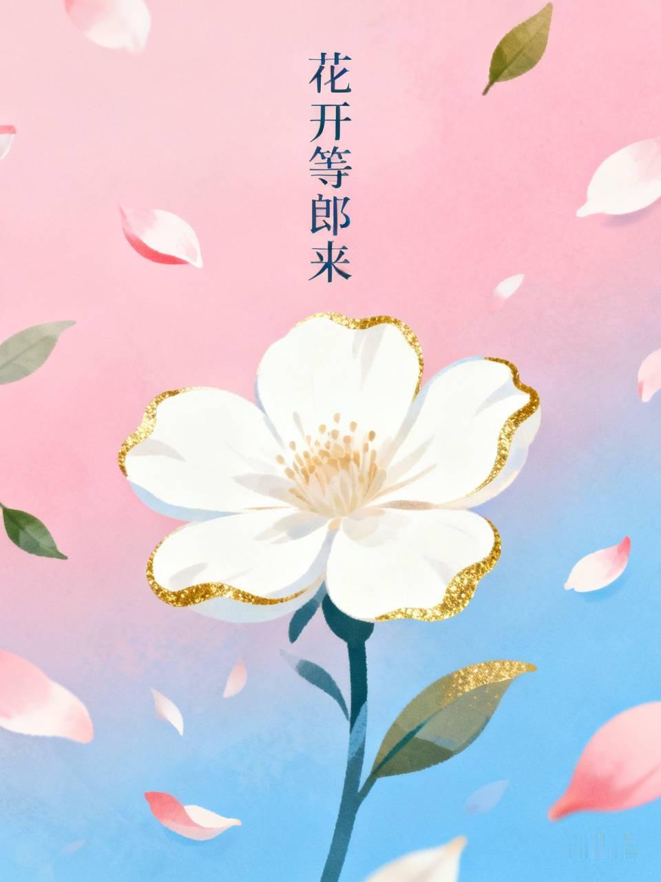 《花开等郎来》
岁月留声花盼君，
盛开馨馨美常驻。
夜风叶落雁归来，
情郎杳信泪