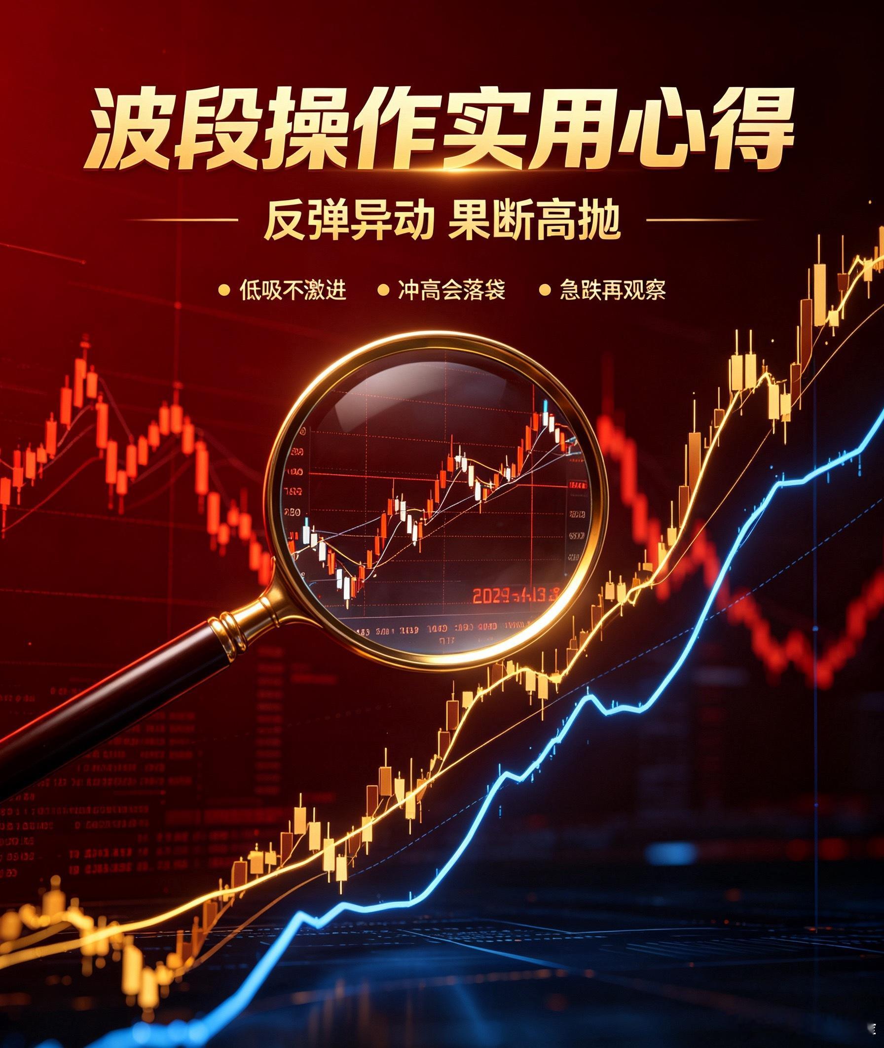 波段操作实用心得：大盘跌至低位可择机布局抄底，个股出现反弹异动就要果断止盈离场。