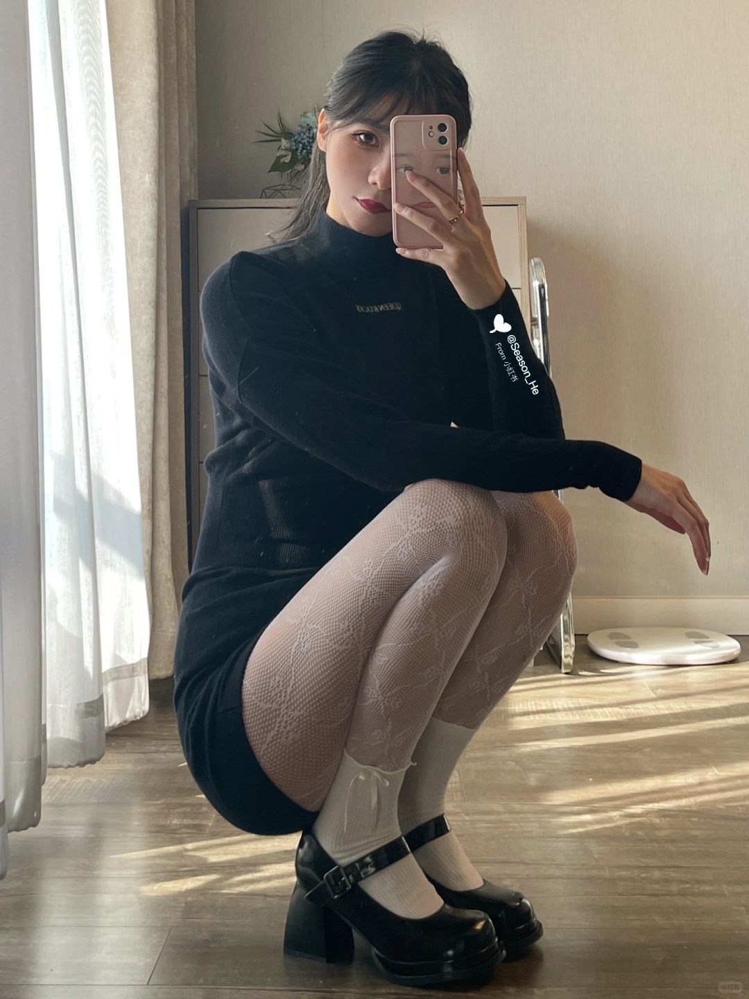 168/108斤 经典黑白穿搭 偶尔是个甜妹