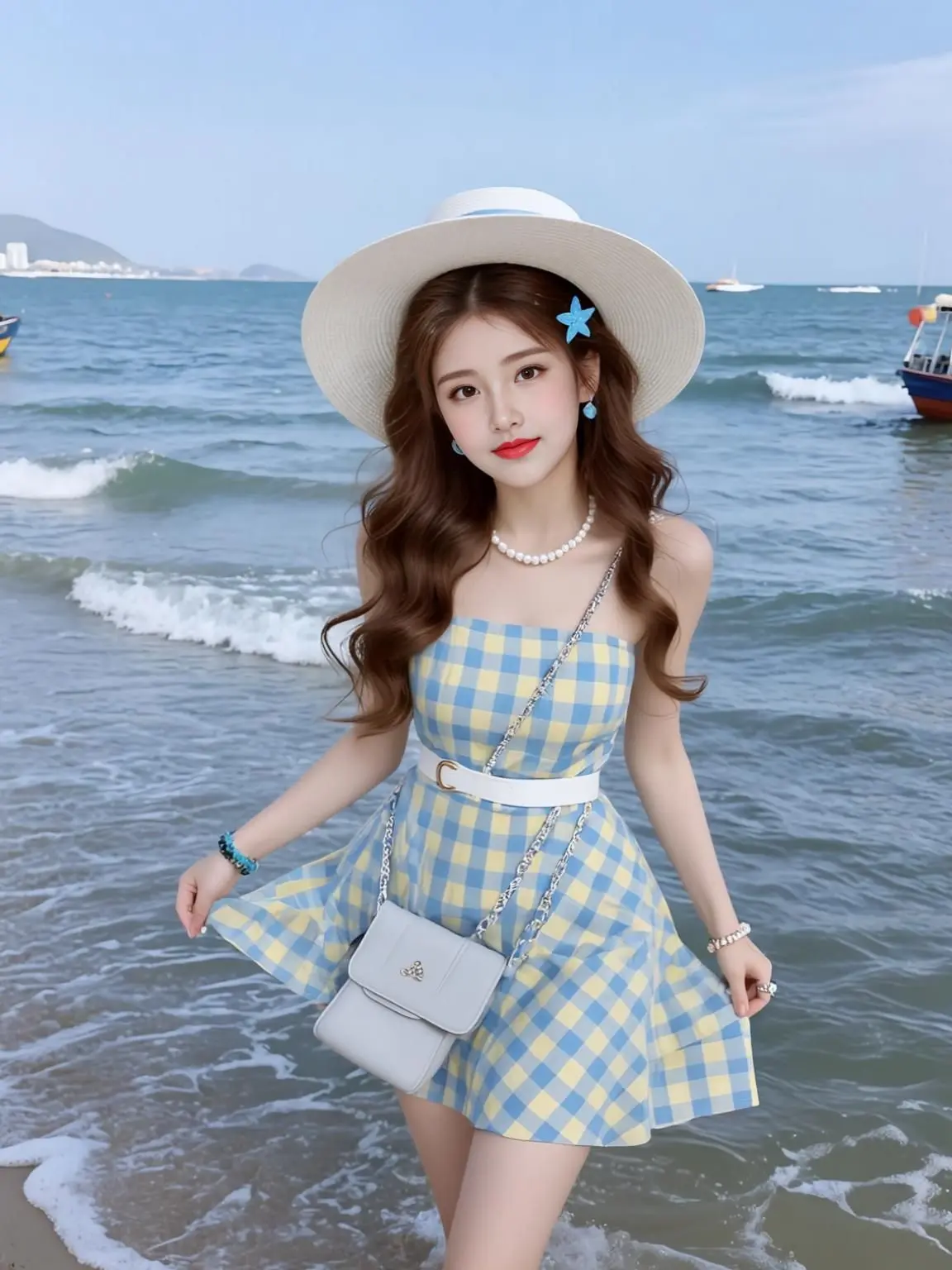 AI甜漾海边写真 ai创作 原创Ai作品清纯甜美玩法合伙人计划