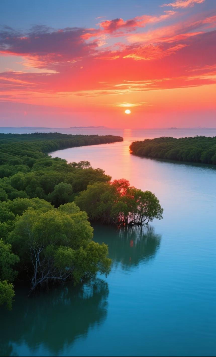 落日浸染漫天晚霞，夕阳倒映澄澈湖面，晚风漫拂湖光，温柔暮色治愈所有疲惫与喧嚣。