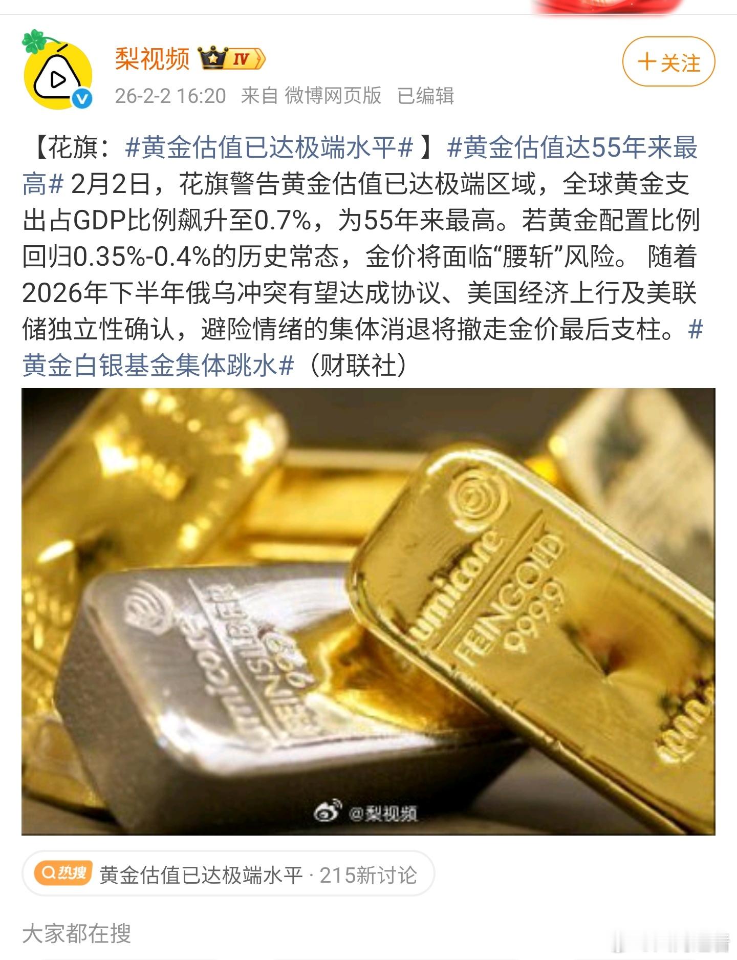 黄金估值已达极端水平黄金有望涨至6000美元来去之间黄金