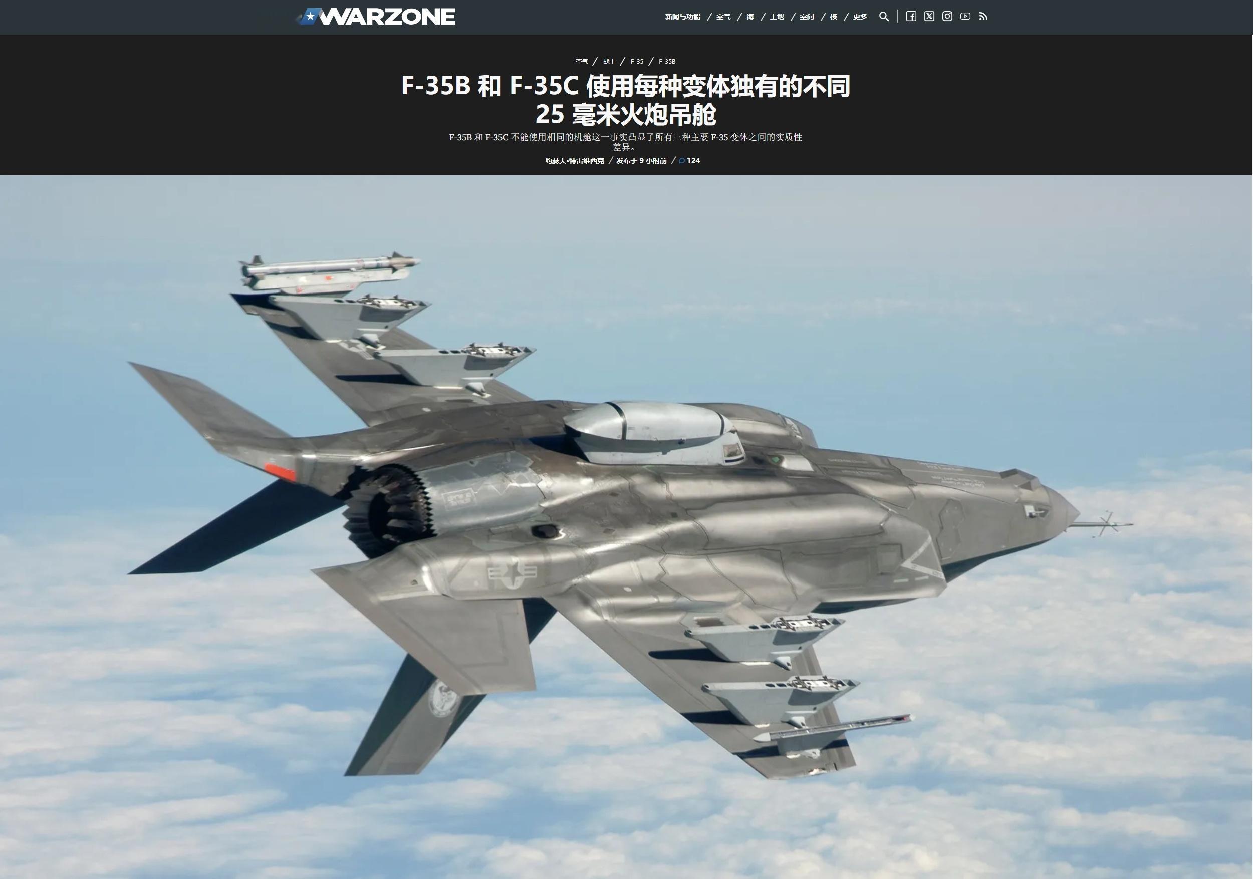 F-35B与F-35C的机炮吊舱不通用——美媒报道，美国政府监督项目组织(POG