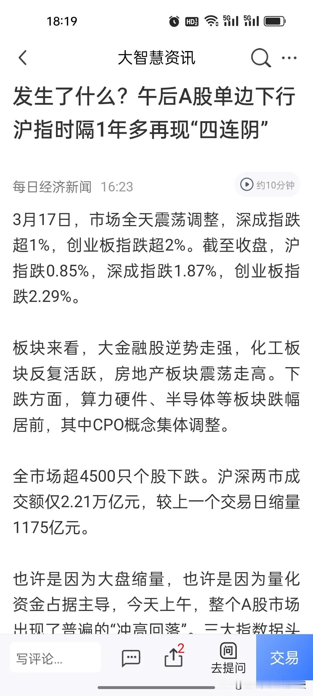 很多投资者问，今天A股走势彻底看懵了，明天会4000点保卫战吗？沪指时隔一年再现
