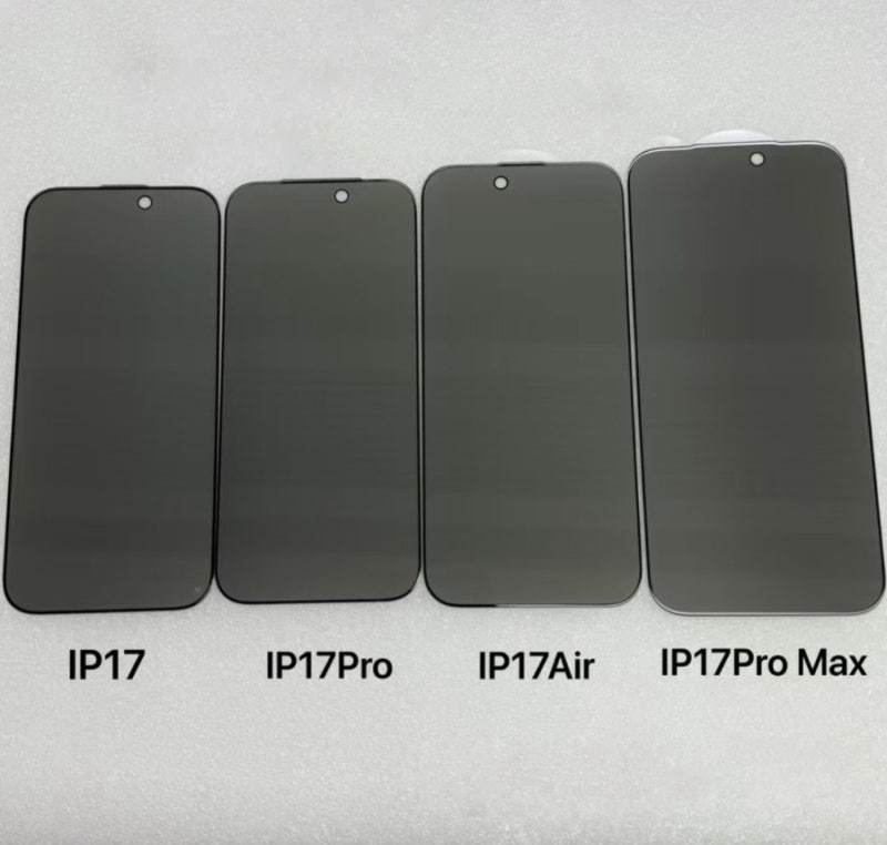 iPhone 17 系列目前曝光了一款前玻璃钢化盖板，其中 Air 机型的摄像头