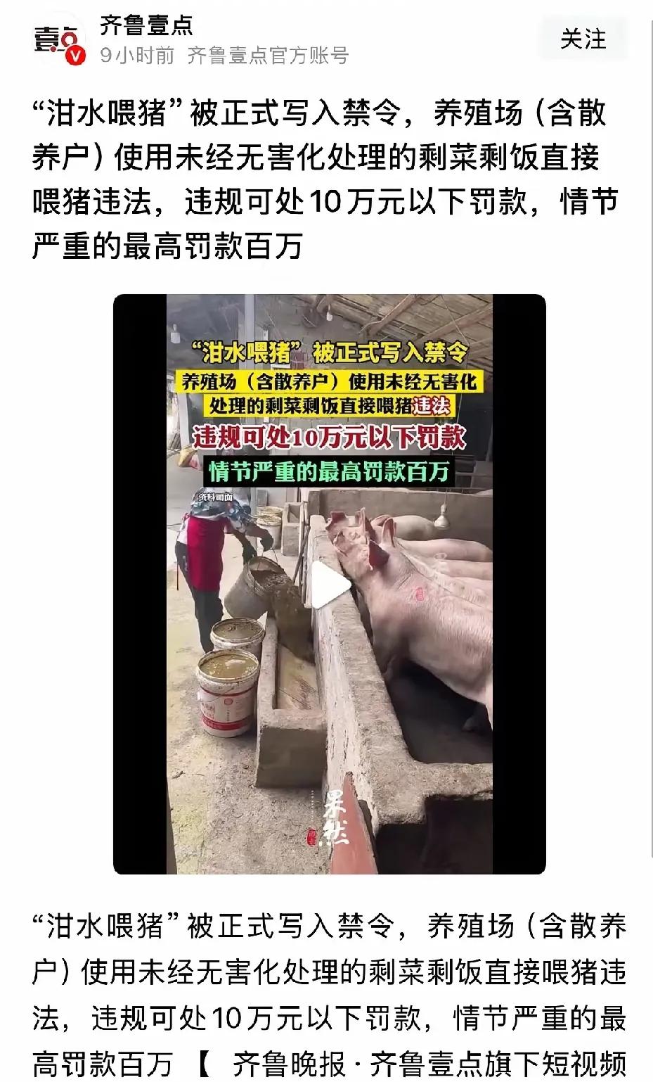 用泔水已经有几千年的历史了，怎么就突然不行了？以前吃剩下的残羹剩饭，刷锅水，不是