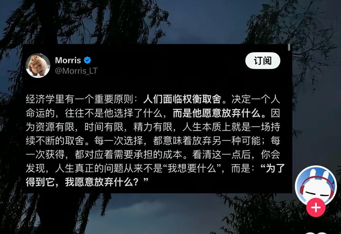 选不出来想要什么时候就去想选择放弃哪个 