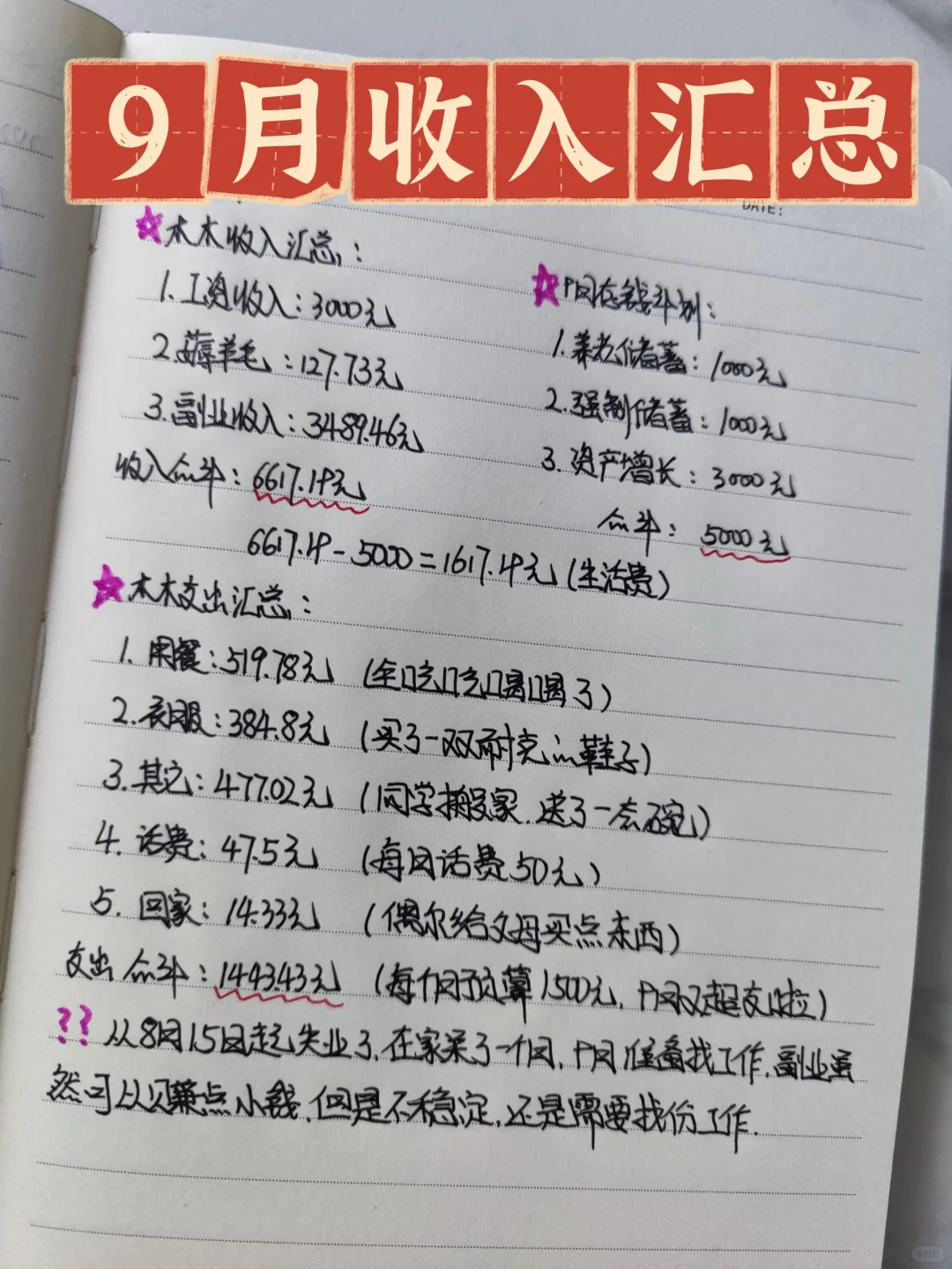 已存6.2W|月薪5000打工人9月收入大合集来啦