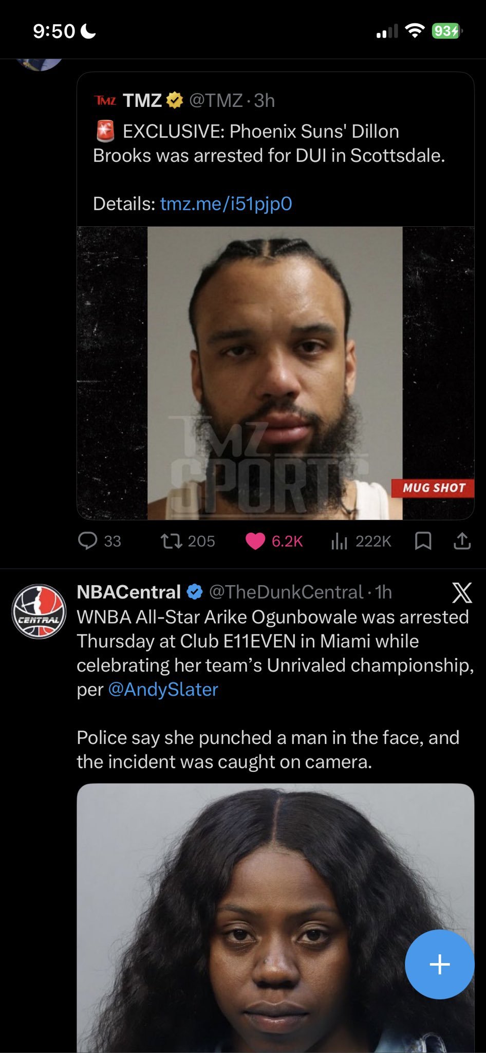 ▲哈哈哈哈，一个NBA，一个WNBA球员被捕，还是同一天那种