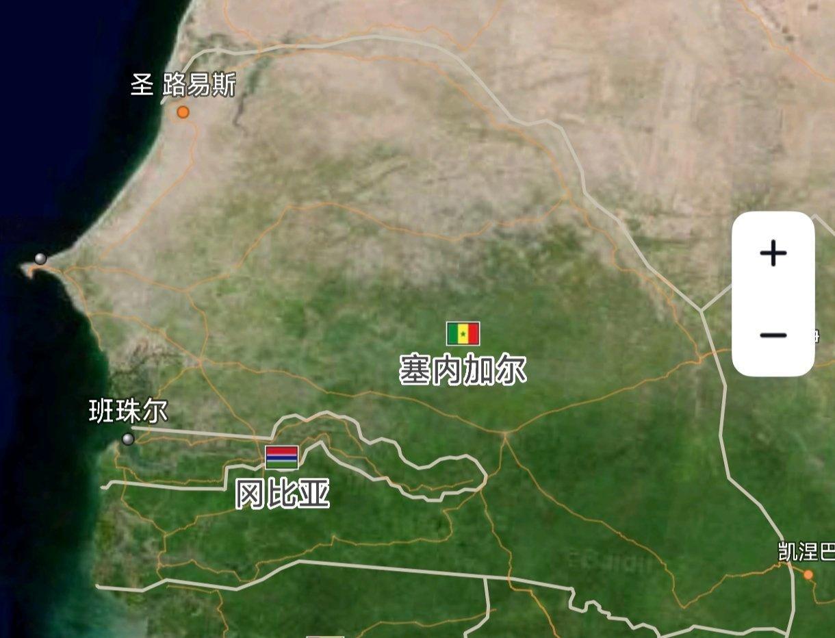 塞内加尔非洲杯冠军被剥夺¹ 塞内加尔的地图有意思。它完全包裹了另一个国家。² 冈