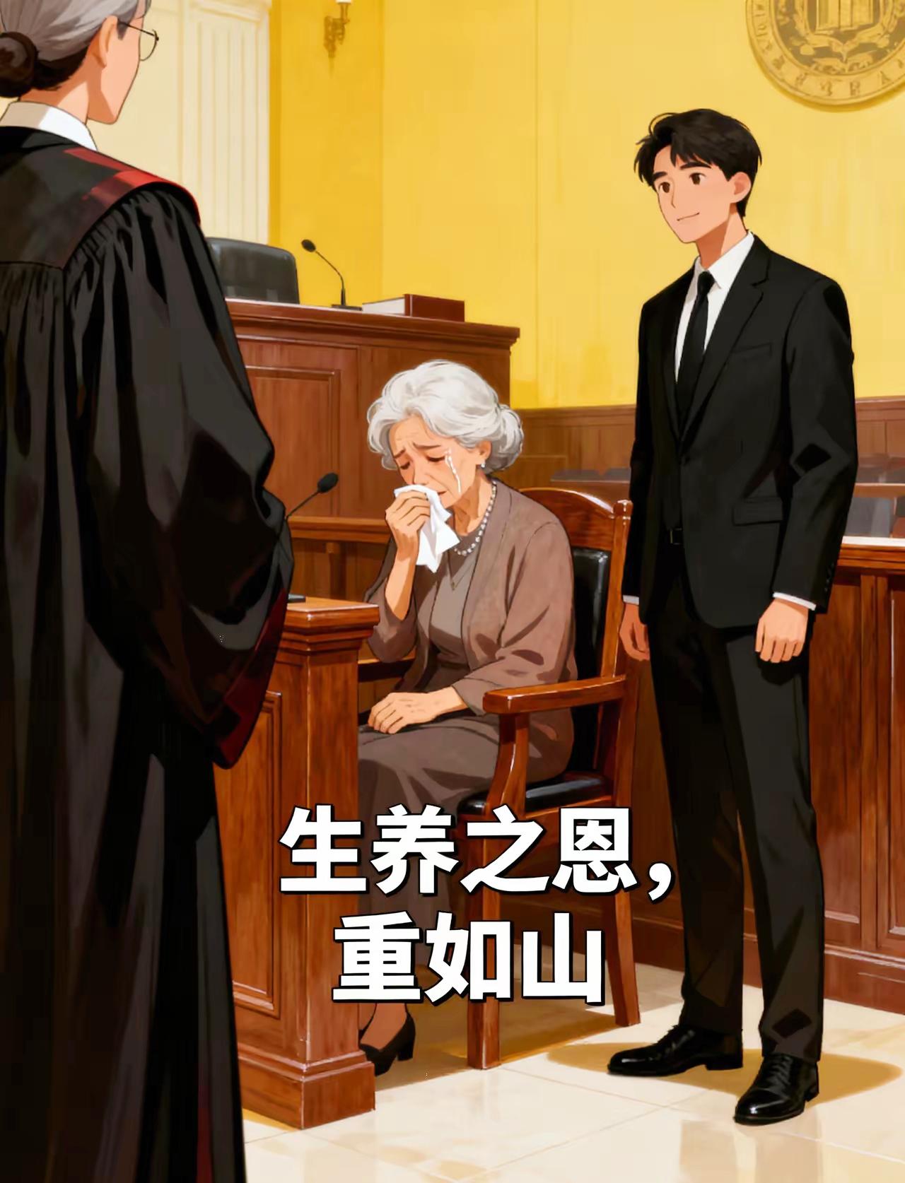 法庭上，儿子对母亲说：“你养我20年，我也养你20年，扯平了。”法官问：“你妈生