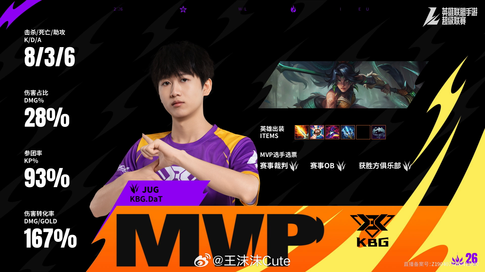 KBG对阵SS1第二场赛后数据，MVP2026WRL夏季赛英雄联盟手游赛事英雄联