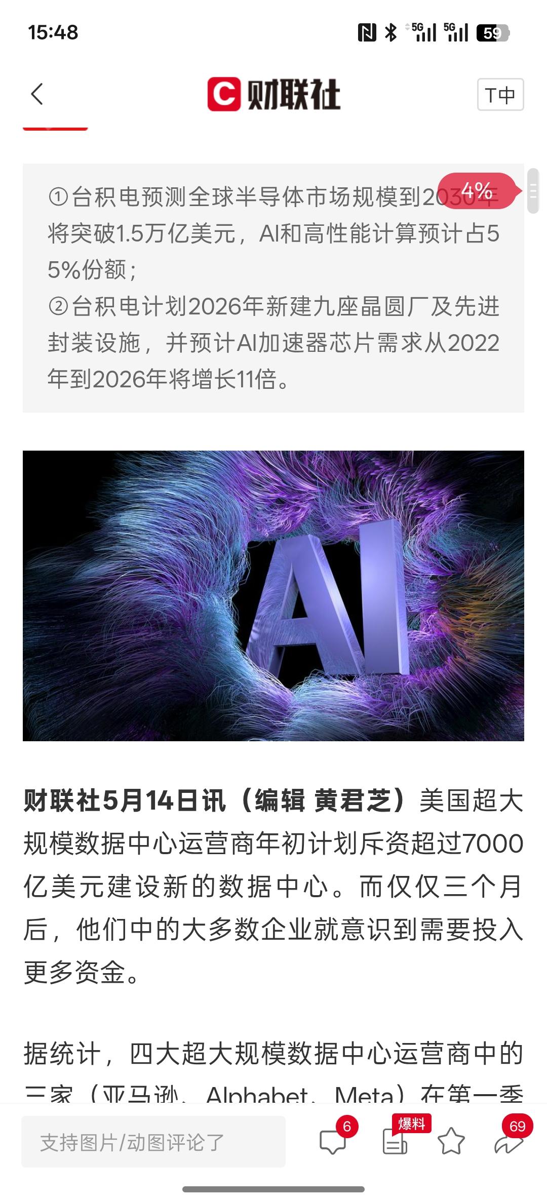 AI引爆全球芯片市场？台积电重磅预测：2030年市场规模将达1.5万亿美元！芯片
