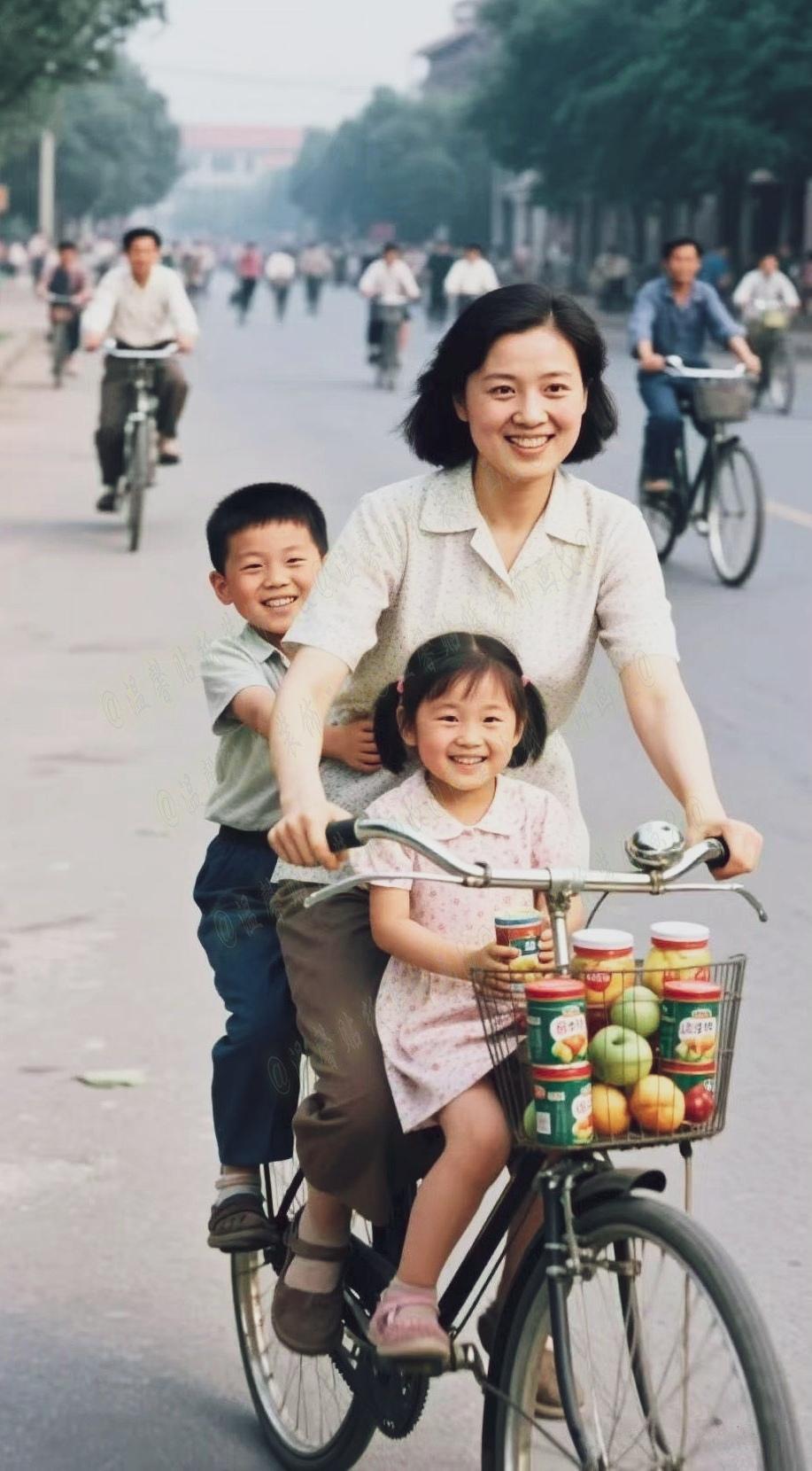 那个时候，在城里，有儿有女有老婆，骑着自行车接着孩子下班回家，简单而幸福地快乐生