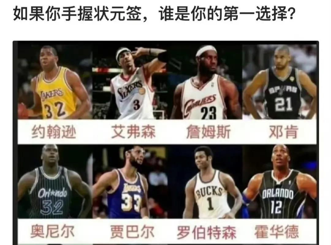 如果你手握选秀权，你会选谁?
我觉得:
第一:鲨鱼
第二:詹姆斯
第三:邓肯
第