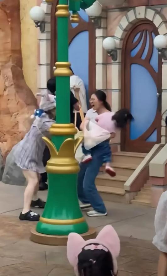 上海迪士尼这个打架的格子女真的是勇猛无敌啊！人家孩子只不过是因为他们拍照误入了镜