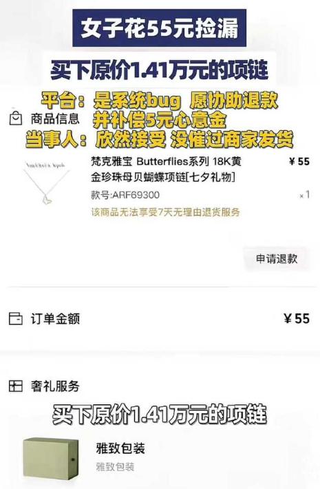 8月19日凌晨，汪女士原本只是想在网上挑一条项链，没想到刷进梵克雅宝官方旗舰店后