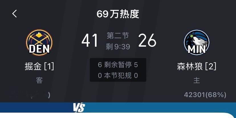 这比分……掘金要连扳两场了？[污]#掘金vs森林狼# ​​​