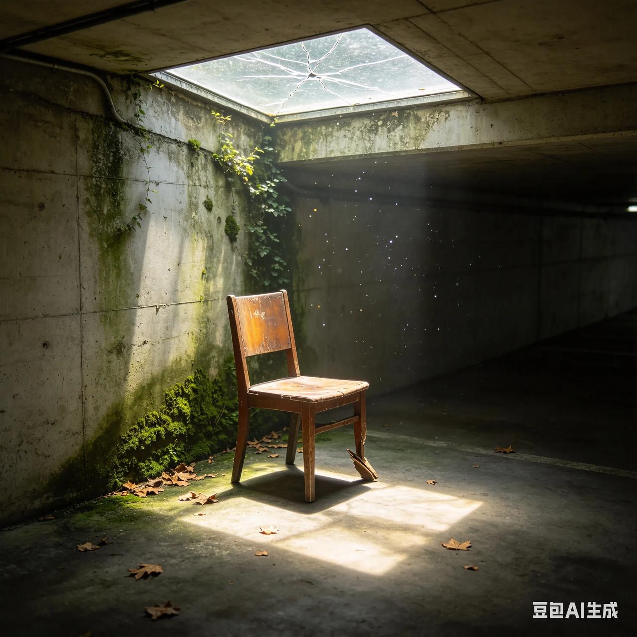 地下车库有张没人要的椅子，靠背上的海绵烂了一半，底座上也看不出颜色。
每天回来后