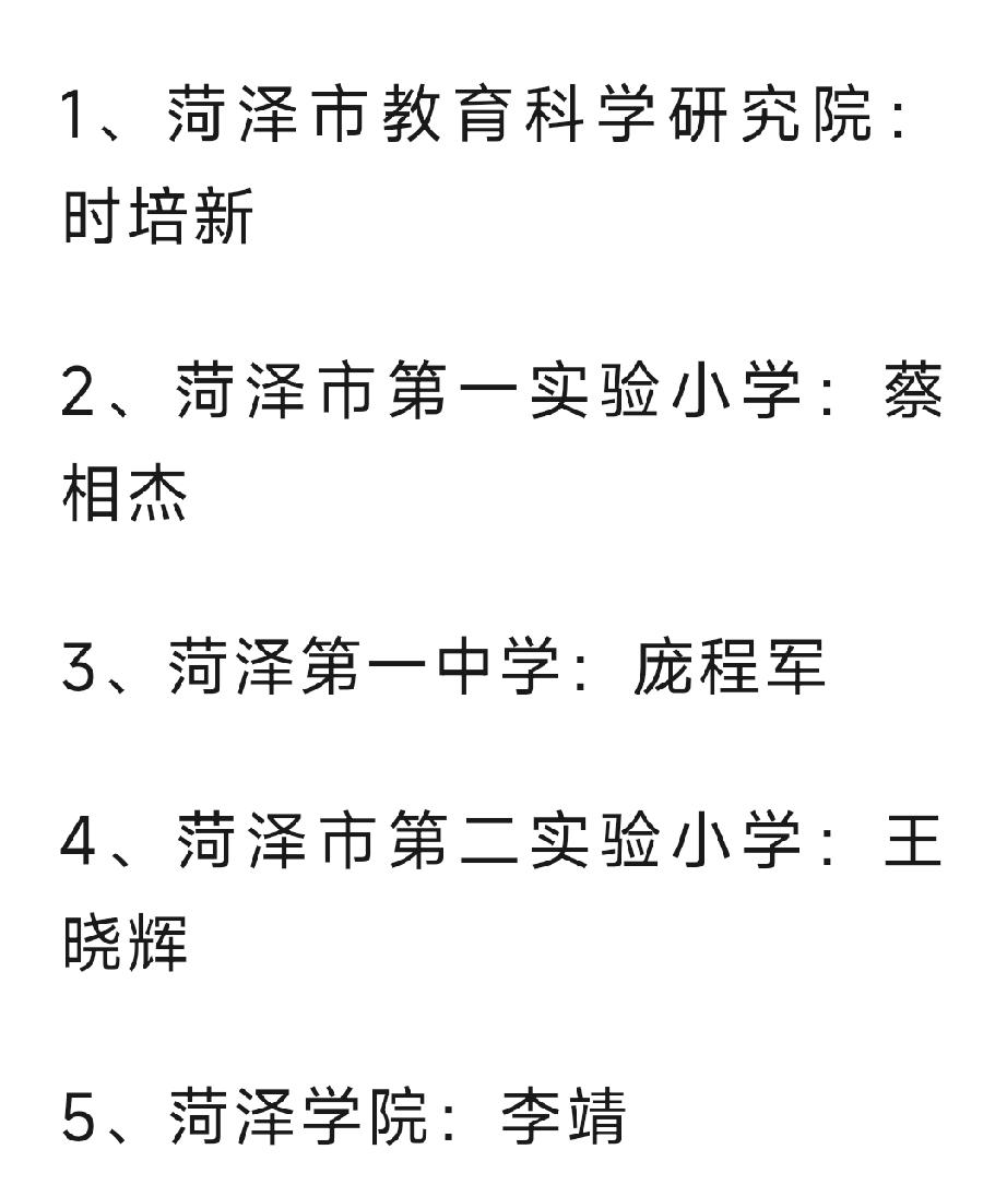 菏泽市：5位老师入选中小学人工智能教育专家库。