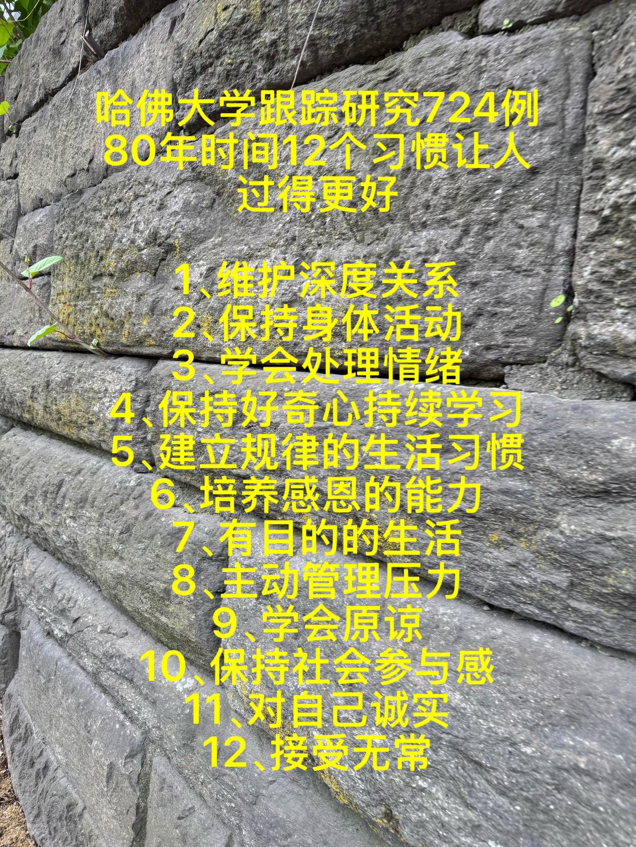 哈佛大学跟踪研究724例
80年时间12个习惯让人
过得更好

1、维护深度关系