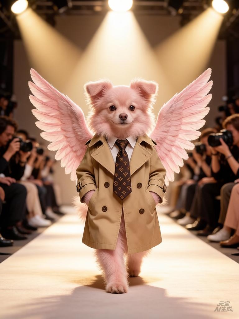 萌宠时装秀！小天使狗狗走T台，萌翻全场！🐾✨在这场别开生面的萌宠时装秀上，这只