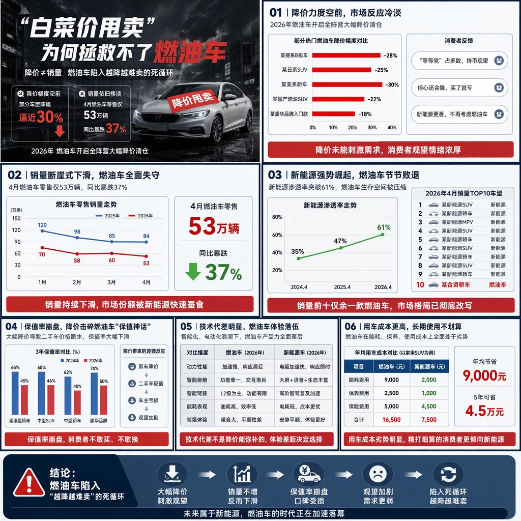 白菜价疯狂甩卖，为何依旧救不动燃油车

眼下国内车市格局早已彻底改写，2026 