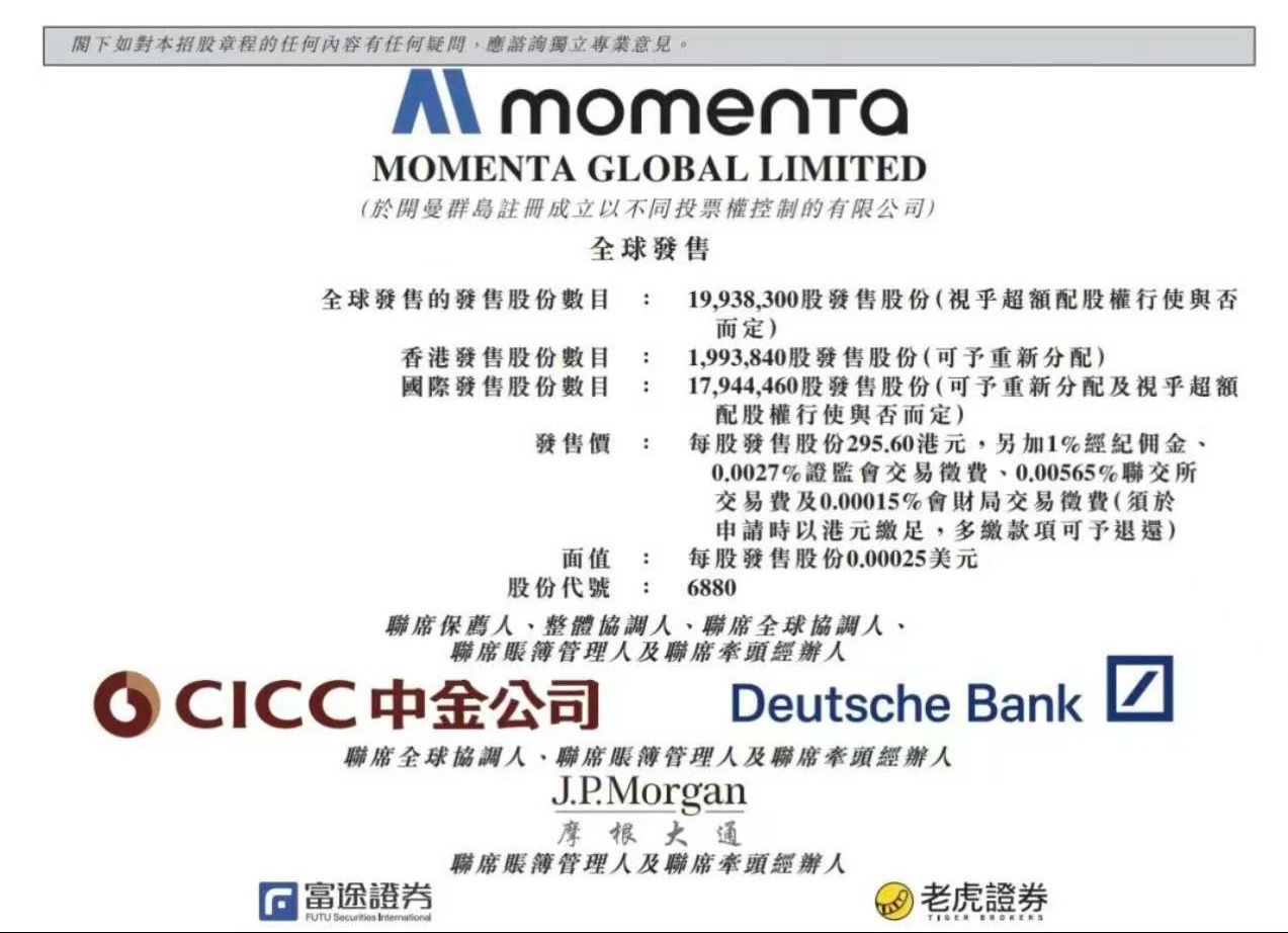 momenta 据港交所披露消息，MOMENTA GLOBAL LIMITED 