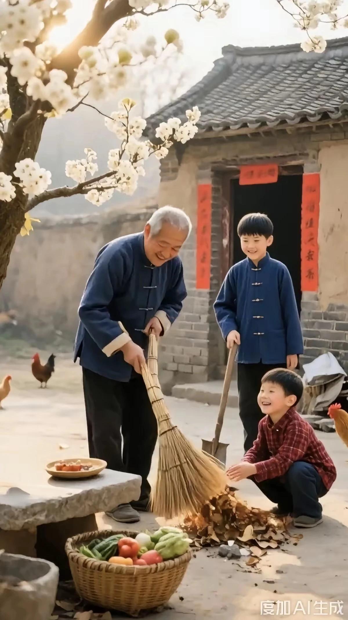 孙是爷爷开心果，
看见宝贝就快乐。
一天到晚笑呵呵，
血脉传承皆是我。