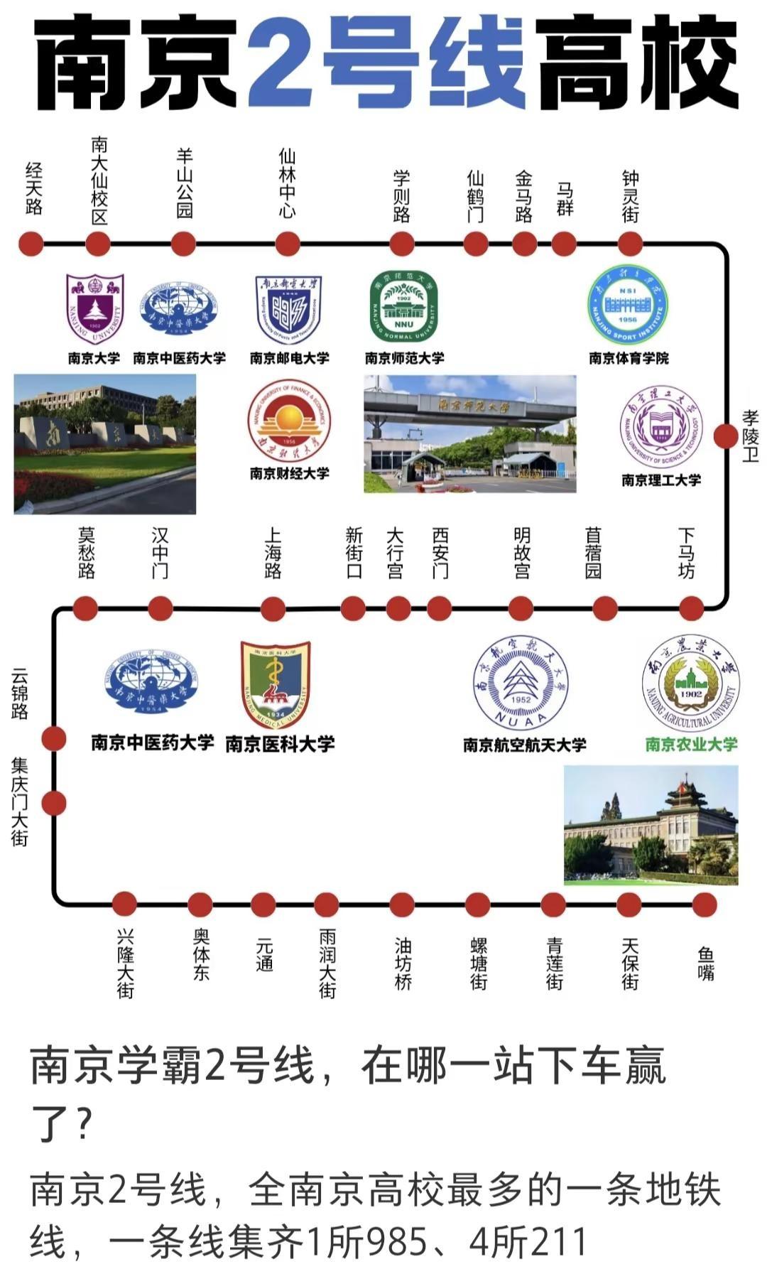 南京学霸2号线，在哪一站下车赢了?南京2号线，全南京高校最多的一条地铁线，一条线