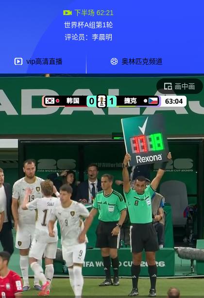 韩国有点衰了， 0-1 捷克！下半场第 59 分钟，捷克队长 7 号 克雷伊奇，