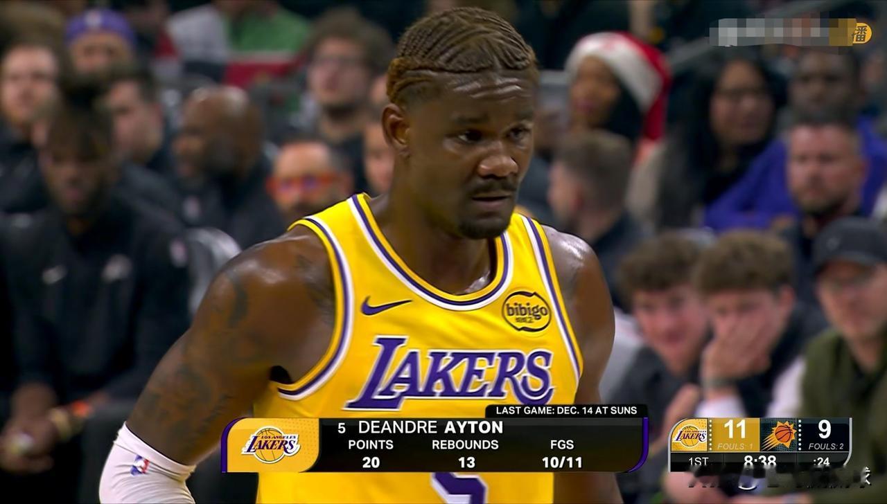 湖人当家中锋艾顿真是不给老东家太阳面子！在今天湖人客场挑战太阳的上半场比赛中，艾