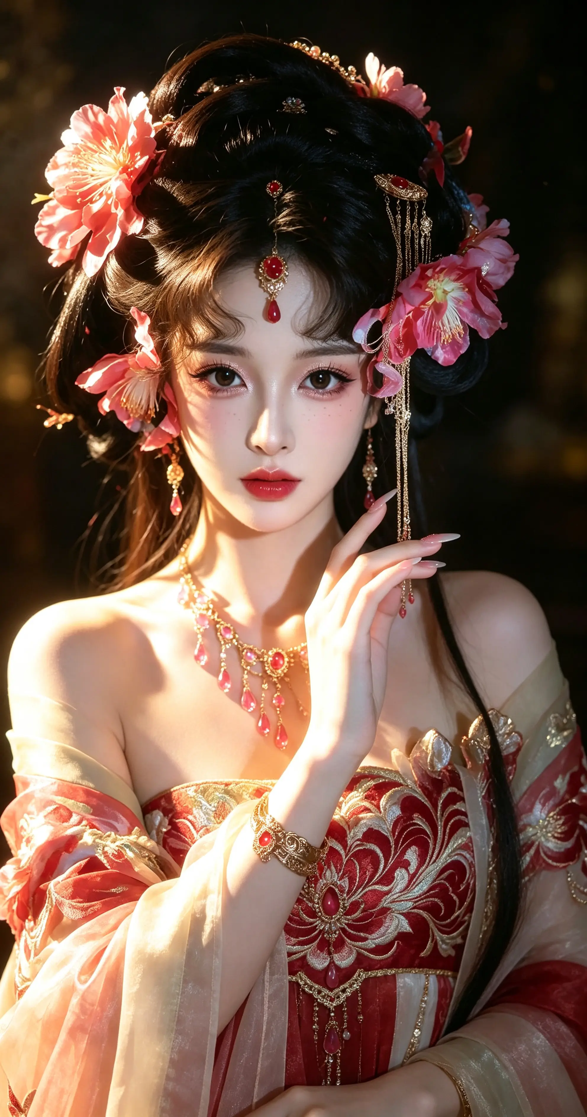 仕女图cos 汉服妆造参考 古韵花神造型 国风创意妆造 清纯美女妆容