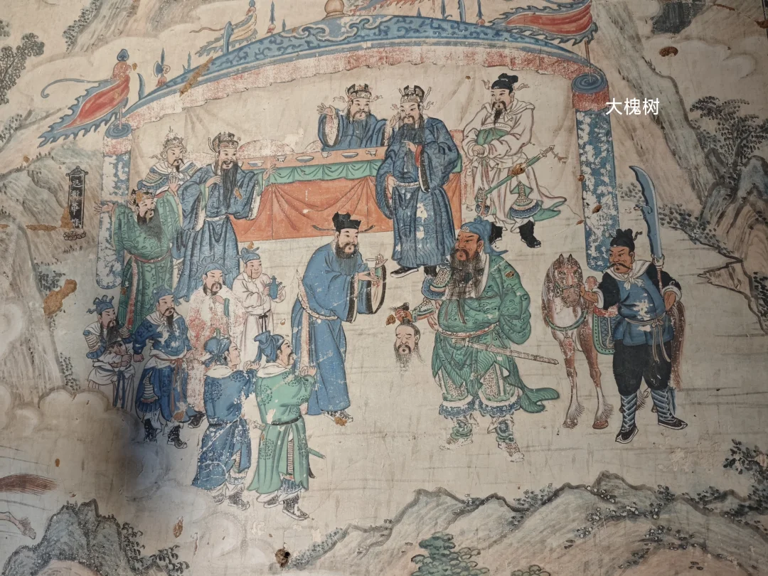 关帝庙壁画中的三国故事《温酒斩华雄》